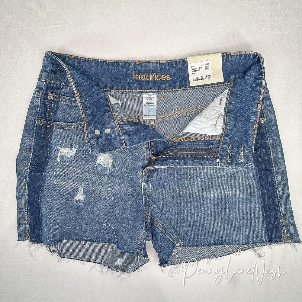 NWT Maurices High Rise Distressed Denim Jean Shorts - Picture 7 of 8
